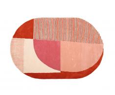 Tapis ovale en laine tufté main KABAR - 150 x 230 cm - Rose