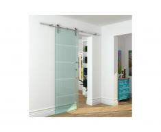 Porte coulissante en applique GLASSY - H205 x L73 cm - Verre trempé