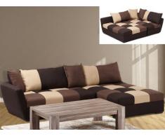 Canapé d'angle convertible en tissu ROMANE - Chocolat - Angle droit