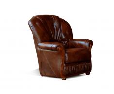 Fauteuil 100% cuir de buffle DAPHNE - Chocolat