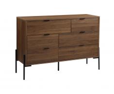 Commode DOBSON - 6 tiroirs - Coloris : noyer et noir