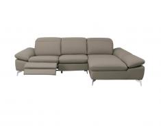 Canapé d'angle relax électrique en cuir de buffle MARSALA - Taupe - Angle droit