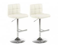 Lot de 2 tabourets de bar CAMERON - Cuir blanc