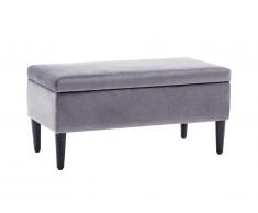 Banc coffre de rangement BUREN en velours - Gris