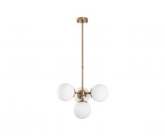 Suspension en métal à hauteur réglable - 4 globes - D. 43 x H. 47-89 cm - Doré vintage - SOLIAR