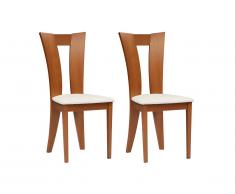 Lot de 2 chaises TIFFANY - Hêtre massif - Coloris : Chêne et blanc