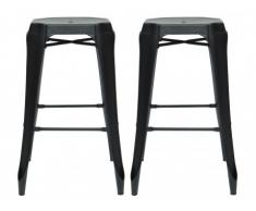 Lot de 2 tabourets de bar BAGIO - Style : Tolix - Acier - Noir