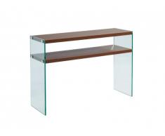 Console HARRIET - Verre trempé & MDF - Coloris : Noyer