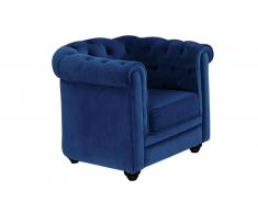 Fauteuil CHESTERFIELD - Velours bleu roi