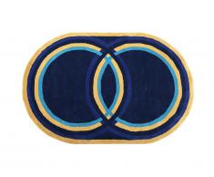 Tapis ovale en laine tufté main KOMIZA - 150 x 230 cm - Bleu marine