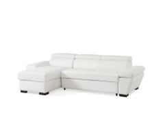 Canapé d'angle convertible en cuir JONOVA - Blanc - Angle gauche