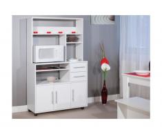 Buffet de cuisine sur roulettes ASTRID - 3 portes & 2 tiroirs - Coloris blanc