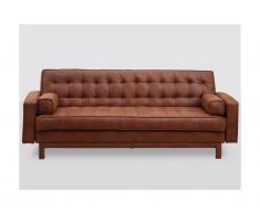 Canapé clic-clac en microfibre ELEANOR - Chocolat effet vintage