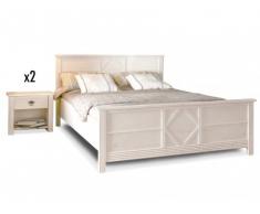 Pack CHAMBRE BLANKA - lit 140*190cm et ses 2 chevets - Finition chêne blanchi