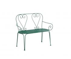 Banc de jardin en métal façon fer forgé GUERMANTES - vert