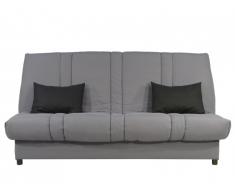 Canapé clic clac en tissu FARWEST avec coffre de rangement - Gris clair coussins contrastés