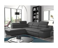 Canapé d'angle convertible en tissu PYLOS - Anthracite - Angle gauche