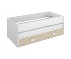 Lit gigogne TRIOMIA - 3 x 90 x 190 cm - Blanc et Chêne