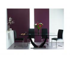 Table à manger MEZZO - 8 couverts - MDF et verre trempé - Noir