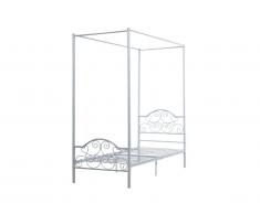 Lit à baldaquin LEYNA - 90x190cm - Métal - Blanc