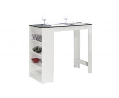 Meuble de bar JANIS - Coloris Blanc - Plateau effet béton
