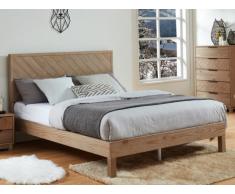 Lit MERIBEL - Pin et MDF- 140x190 cm - Naturel