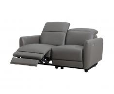 Canapé 2 places relax électrique CLEOPHEE en cuir supérieur - Taupe