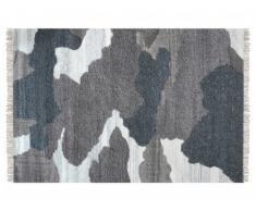 Tapis SIA tissé main en laine effet vachette COUNTRY - 160x230cm - Gris anthracite