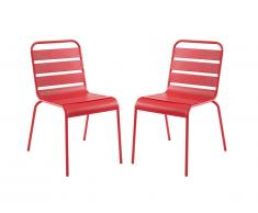 Lot de 2 chaises de jardin empilables MIRMANDE en métal - Rouge