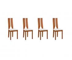 Lot de 4 chaises SILVIA - Hêtre massif - Merisier & Blanc