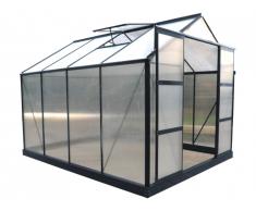 Serre de Jardin en polycarbonate de 7.5 m² GREENEA II avec embase - Anthracite