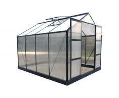 Serre de Jardin en polycarbonate de 7,5 m² avec embase - Anthracite - GREENEA II