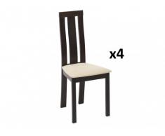 Lot de 4 chaises DOMINGO - Hêtre massif wengé