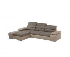 Canapé d'angle convertible en tissu et simili MIRABEAU - Taupe - Angle gauche