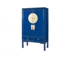 Armoire NANTONG - 2 portes & 2 tiroirs - L.105 cm - Bois de Sapin - Bleu nuit