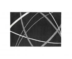 Tapis style design LINIA - 140 x 200 cm - noir, gris et blanc