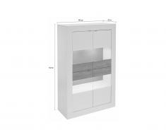 Vitrine COMETE - LEDs - 4 portes - Blanc laqué