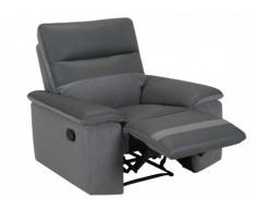 SOLDES - Fauteuil relax en cuir et microfibre GEORGE - Anthracite