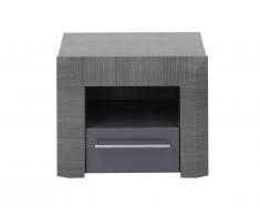 Table de chevet design BRITANY - 1 tiroir - Finition orme gris