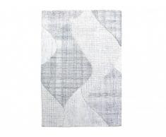 Tapis tissé main en laine ROOST - 160 x 230 cm - Gris et Ivoire