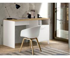 Bureau SEATTLE - 1 porte & 1 niche - MDF- Blanc et chêne