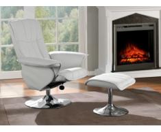 Fauteuil de relaxation et son repose pieds en synderme MIMOSA - Blanc