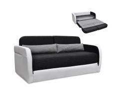 Canapé 2 places convertible en tissu et simili VILO - Blanc et anthracite