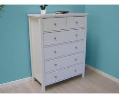 Commode SANDRINE - 6 tiroirs - Pin blanc