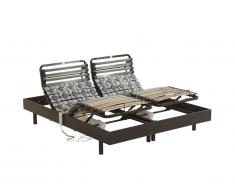 Sommier électrique de relaxation lattes et 2x25 plots 5 zones HECATE de DREAMEA - Noir - 2 x 80 x 200 cm - moteurs OKIN