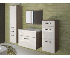 Ensemble NASSAU - meubles de salle de bain - laqué blanc et bois marron