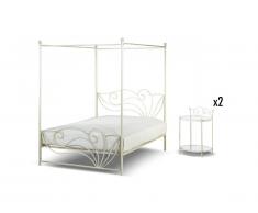 Pack CHAMBRE IMPERATRICE - lit à baldaquin 160x200 cm et ses 2 chevets - Métal façon fer forgé