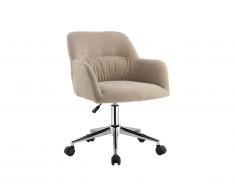 Chaise de bureau - Tissu - Beige - Hauteur réglable - HEKA