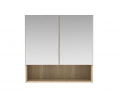 Armoire murale de salle de bain avec miroir et niche - ZUMPA - Chêne