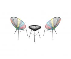 Salon de jardin II en fils de résine tressés - Multicolore II : 2 fauteuils et une table - ALIOS